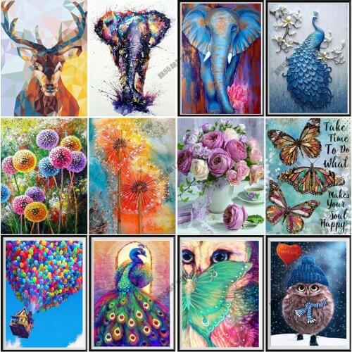 5D Diamond Painting Peacock Elephant Animal Mosaic DIY Dandelion Diamond Embroidery Full Cross Stitch Kits Home Decoration