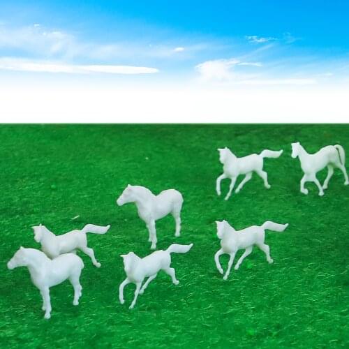 ABS White Model Horse 1/87 HO Scale Painted Farm Animals For Railway Building Train Layout
