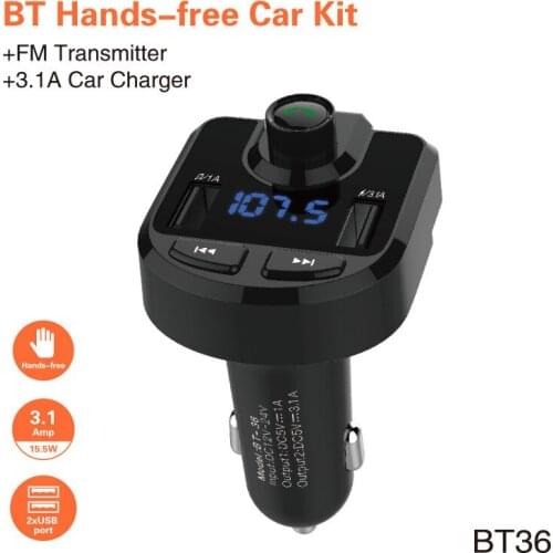 New USB Car Charger For Phone Bluetooth Wireless FM Transmitter MP3 Player Dual USB Charger TF Card Music HandFree Car Kit