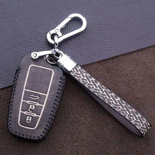 Car Genuine Leather Keychain Case Cover Holder For Toyota Avalon 2019 C-HR CHR Camry RAV4 Prius Prado Accessories 2/3 Button Key