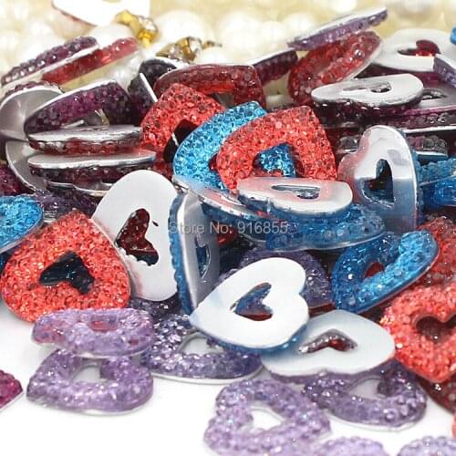 Free shipping fashion 200pcs/lot 16*14mm mix heart shape flatback resin rhinestone,resin beads for DIY decoration