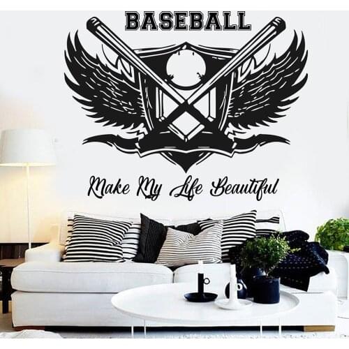 Baseball Quotes Wall Decal Baseball Sign Wall Stickers Baseball Stickers Vinyl Kids Room Home Room Decoration Accessories C468
