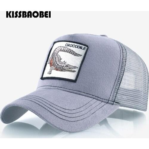 Crocodile Embroidery Baseball Cap Men Women Snapback Caps Breathable Mesh Hip Hop Hats Unisex Casual Casquette Animal Bone