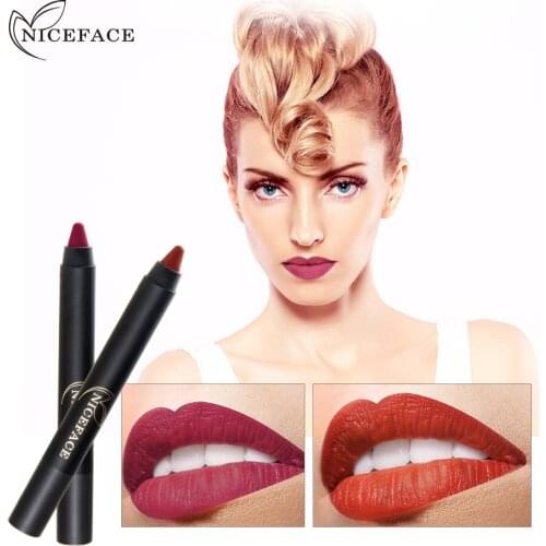 NICEFACE Brand 15 Colors Matte Nude Lipstick Waterproof Long Lasting Lip Stick Pencil Easy to Wear Beauty Makeup Batom AE023