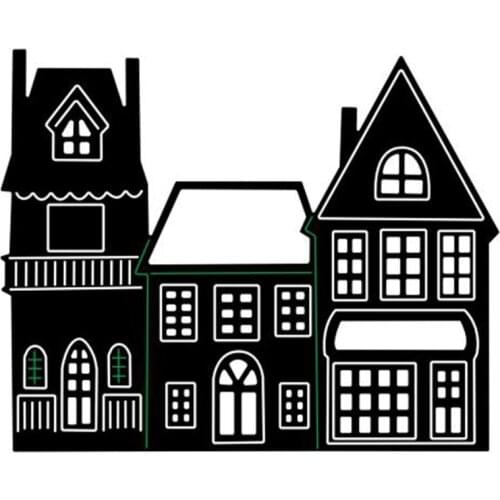 Village House Building Metal Cutting Dies Stencil DIY Scrapbooking Album Paper Card Template Mold Embossing Craft Decoration