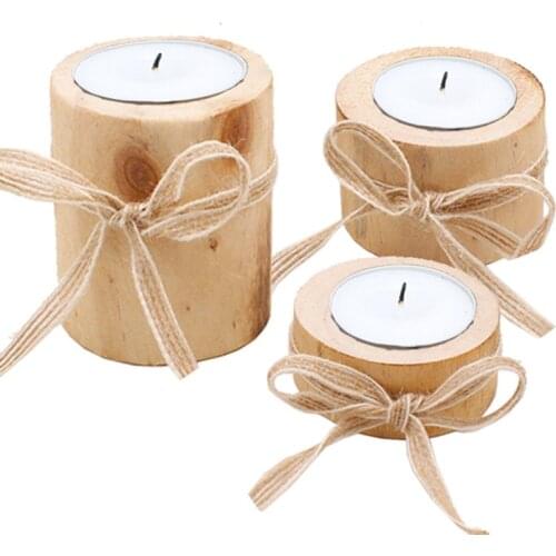 Wooden Handicraft Originality Pine Candlestick Fleshy Small Flowerpot Handmade Tea Candle Holder Gift Romantic Home Decoration