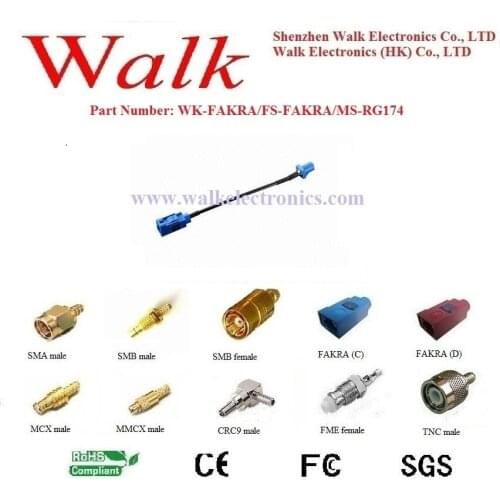 FAKRA female FAKRA male rg174 cable, FAKRA rg174 cable, FAKRA connector gps antenna cable