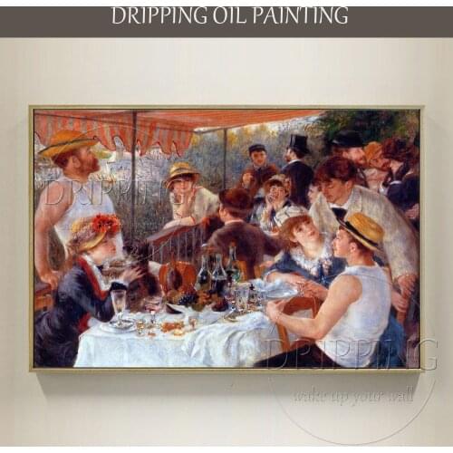Hand-painted Luncheon of the Boating Party Oil Painting on Canvas Reproduction Pierre Auguste Renoir Oil Painting for Home Decor