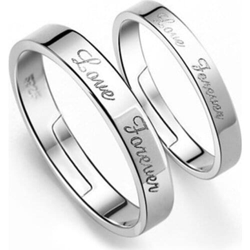 100% 925 sterling silver romantic love forever letter lovers`couple rings jewelry female men`s finger open ring drop shipping