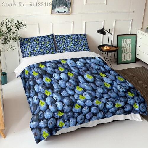 Fruits Series Bedding Set Strawberry Blueberry Mango Print Duvet Cover Microfiber Comforter Cover King Queen Single Double