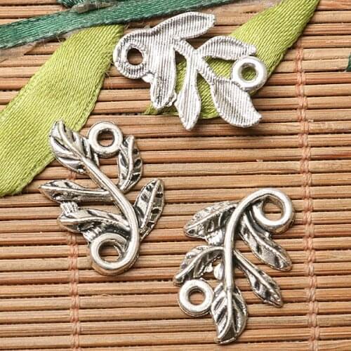 30pcs dark silver color leaf branch design link connector EF2686