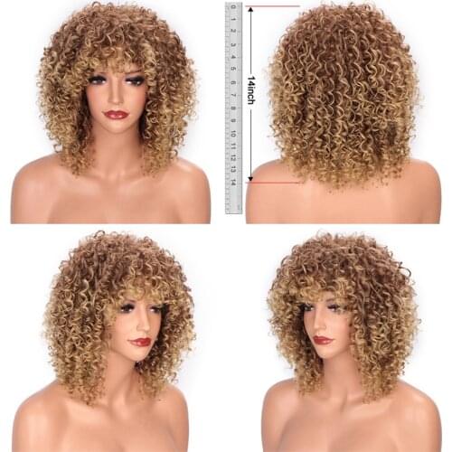 Short blonde Square Kinky Curly wigs for Black Women Red Wig Cosplay femal Wig For Halloween Wonder Wonder fashion Wigs WWM00540