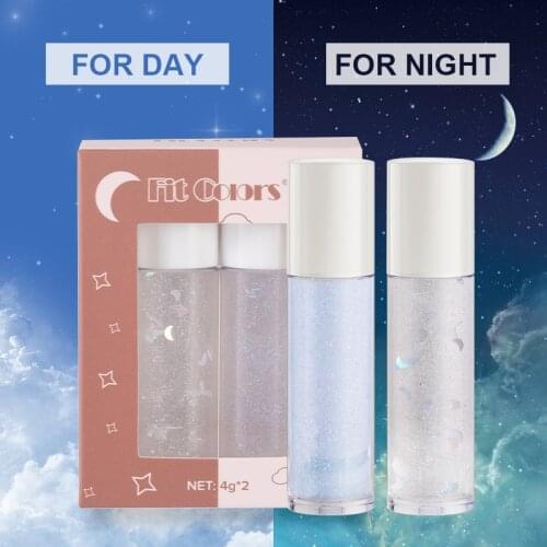 Fit Colors 2 Pack Roll-On Lip Oil Lip Balm Moisturizing Shining Lip Wrinkles Lip Gloss For Day and Night Lips Care Makeup TSLM2
