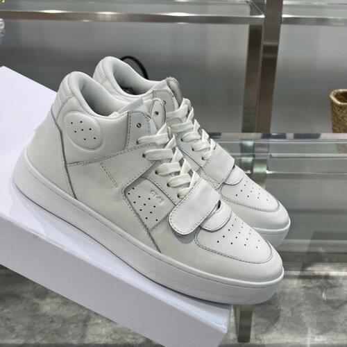 Women casual shoes genuine leather lace up white shoes sneakers fashion design Velcro 2021 autumn 35-45 Men