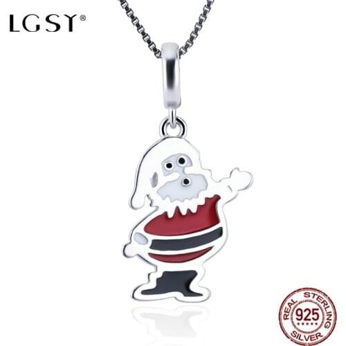 LGSY DP042 925 Sterling Silver Santa Claus Pendant Romantic Pure Silverware Fashion Jewelry Necklace Pendant Fine Jewelry Making