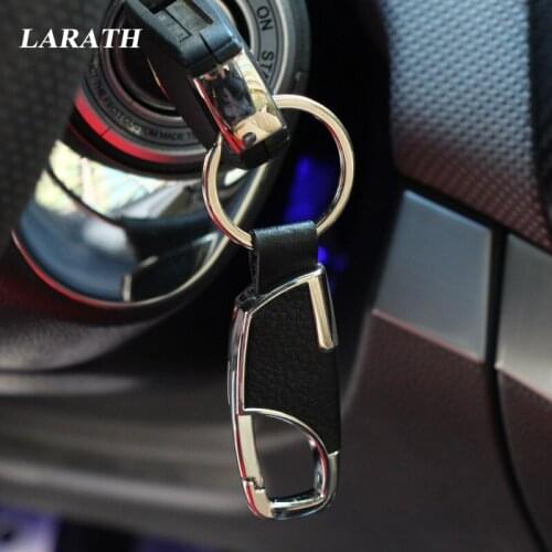 Fashion Mens Car Keychain Handmade Leather Metal Key Chain Key ring For AUTO