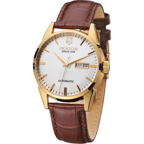 ROCOS Mens Automatic Mechanical Watch Luxury Gold Wrist Watches for Men Classic Elegant Analog Casual Business Watches -R0101