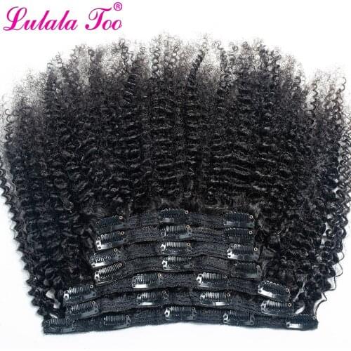 Afro Kinky Curly Clip In Human Hair Extensions 4B 4C Brazilian Remy Hair Natural Color 7Pcs/Set 120G For A Head Lulalatoo