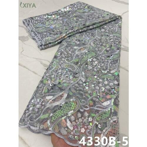 New Designs Sequence Lace Fabric High Quality African Lace Fabric with Sequins Nigerian Lace Fabrics for Wedding Dress APW4330B