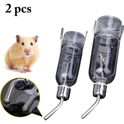 2pcs Squirrel Rabbit Stainless Steel Drinking Fountains Water Feeder Hamster Chinchilla Drinking Water Bottle Pet Supplies