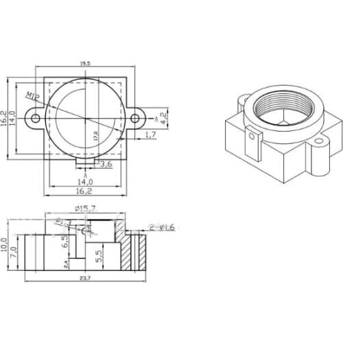 Plastic M12 Lens Holder 20mm Hole Spacing, Height 10.3mm 10pcs lot