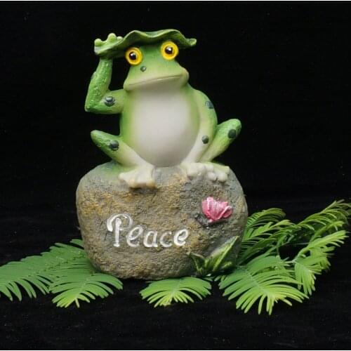 Resin Frog Ornament Home decor miniature model Animal garden decoration cute model ENJOY PEACE HOPE letter gift Self-Improvement