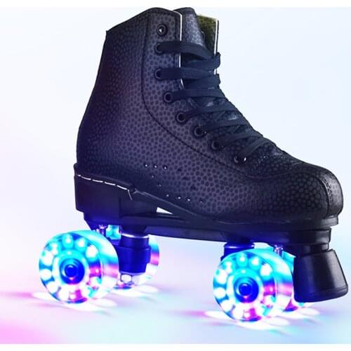JK Adult Artificial Leather Roller Skates Double Line Skates Two Line Skating Shoes Patines With PU 4 Wheels SP6