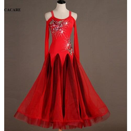 Standard Dancing Dresses Ballroom Dance Competition Dresses Waltz Dress Gown Clothes Customize D0568 Mesh Sleeve Sheer Hem