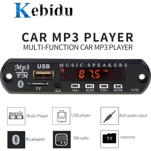 KEBIDU Universal MP3 WMA Decoder Board Wireless Bluetooth 5V 12V USB SD(TF) AUX FM Radio Audio Module With remote For Car DIY