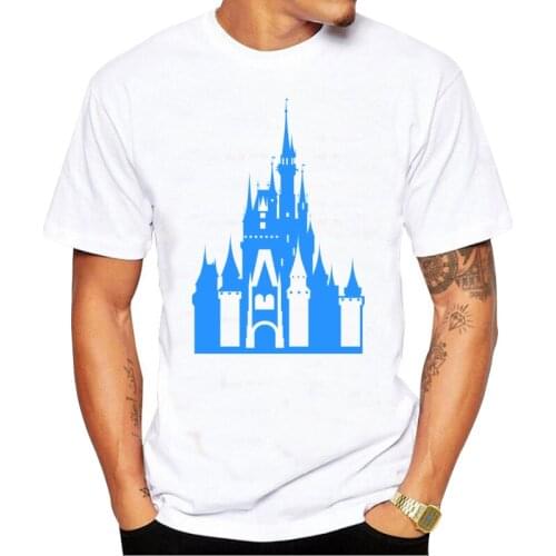 Funny Disney castle T Shirt Men Tee Tops Tshirts Short Sleeved Fashion T-shirt