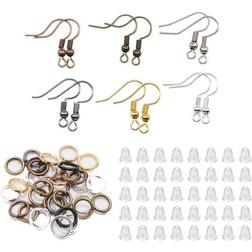 600pcs/Lot Mix-color Earrings Hooks Open Jump Rings Earplugs Jewelry Making Accessories Kit Supplies For DIY Earring Jewelry
