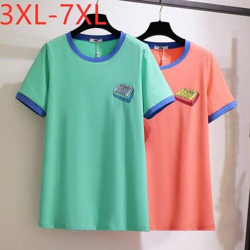 New 2021 ladies summer plus size tops for women large loose casual short sleeve green orange cotton T-shirt 3XL 4XL 5XL 6XL 7XL