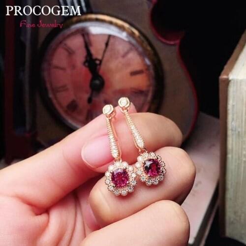 Natural Pyrope Garnet Stud Earrings 5x5mm 1.2Ct 5A Genuine Gemstones 925 Sterling silver fine Jewelry for Women #386