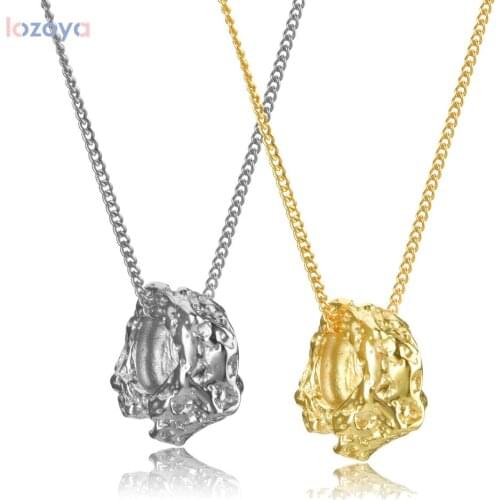LOZOYA 925 Sterling Silver Necklace 2021 Gold Irregular Circle Pendant Chain Fashion Rock Punk Party Fine Jewelry