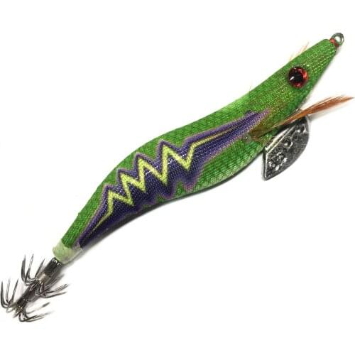 1Pcs New Design 3.5# Squid Hook Squid jigs Wood Shrimp Bait Noise Jigging Fishing Lures