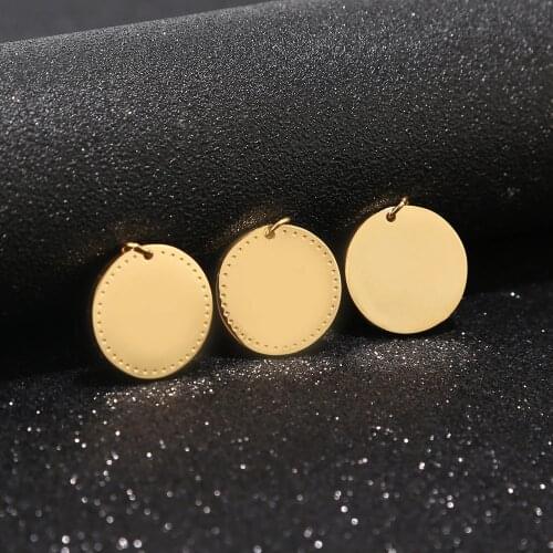 10pcs 20mm Width Gold Plated Stainless Steel Round Circle Blank Stamping Tags Hole Pendants Connectors For DIY Jewelry Making