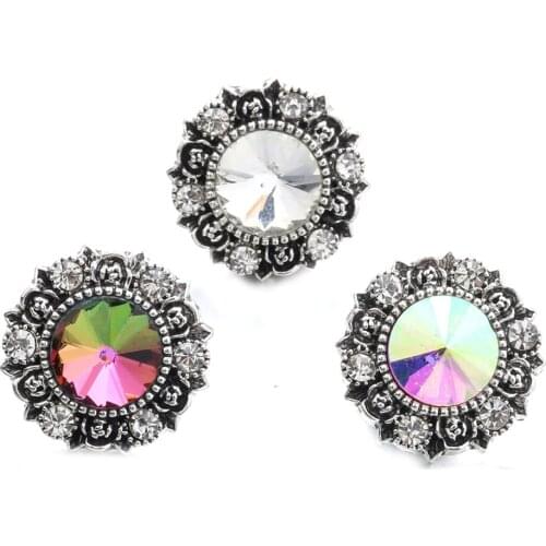 10pcs/lot New Wholesale 18mm Flower Snap Buttons Metal Charms Colorful 18mm Snap Button Jewelry for Snaps Bracelet DIY Jewelry