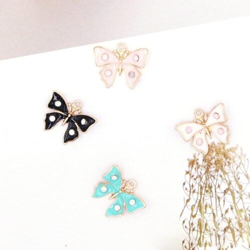 10pcs Rhinestone Butterfly Enamel Charms Drop Oil Bow Tie Charms Pendants Earring Bracelet Hair Charms Jewelry Accessories YZ565