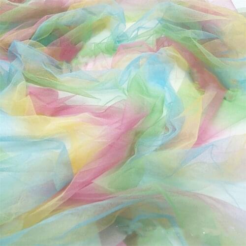 3 Yards Soft Colorful Illusion tulle Lace Fabric Rainbow Tulle Net For DIY Wedding Dress Veil Lace Craft Curtain Photography