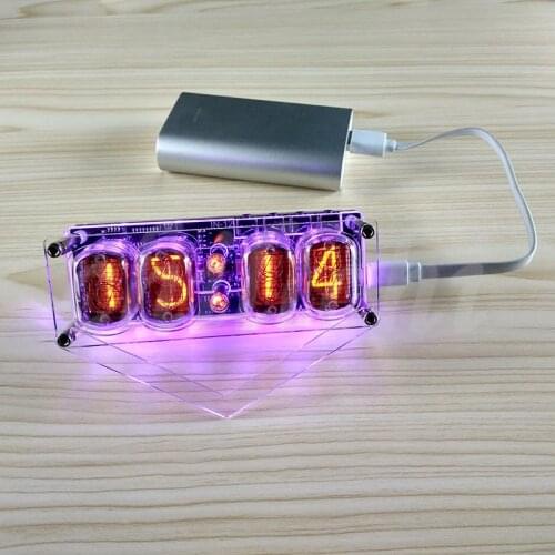 IN-12 Glow Tube Clock 4-bit IN12 glow tube clock Seven-color RGB LED DS3231 nixie clock IN-12B