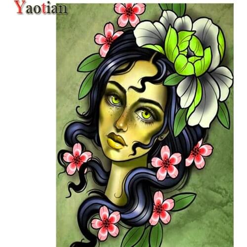 5d diy Diamond Painting Woman Flower Face Diamond With Square Rhinestones Diamond Embroidery Cross Stitch Mosaic Home Decor