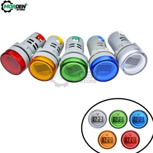 Mini Digital Voltmeter Voltimetro AC 60-500V 22mm LED Volt Meter Tester Detector Monitor Red Green Blue