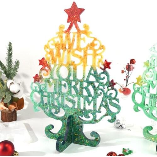 DM024 Christmas Tree Shape Silicon Resin Mold Home Festive Decoration Silicone Mold For Resin Epoxy