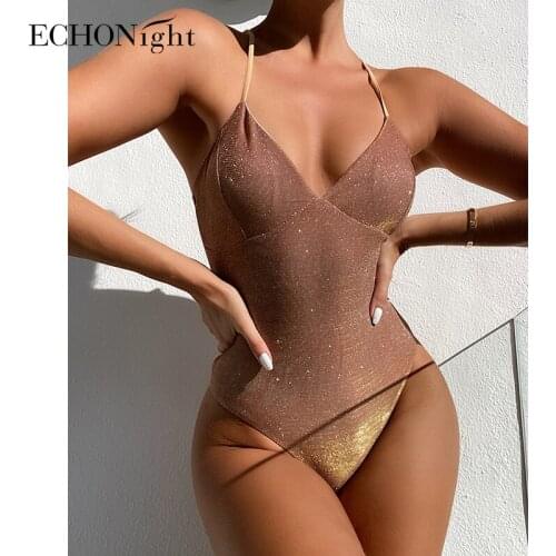 Echonight Piece Swimsuit 2020 Shinny Bodycon Swimwear Sexy Bikini Swimsuit Swimsuit Womens Beach Undefined Woman Clothing