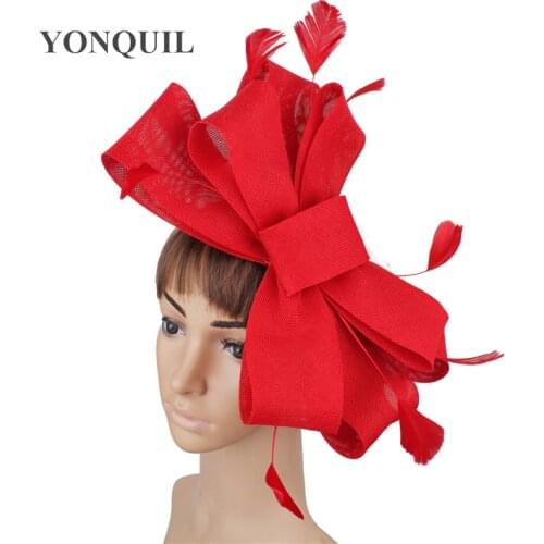 Bow Design Fashion Hair Wedding Accessories Fascinator Hat Bridal Mariage Hat Headwear With Hair Combs Fancy Feather Accessories