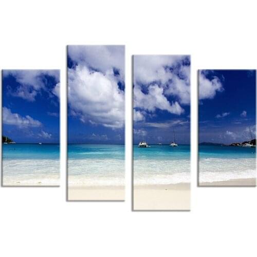 Hot Sells 4 Panels beautiful tropical seascape Painting Canvas Wall Art Picture Home Decoration Living Room Print On Canvas