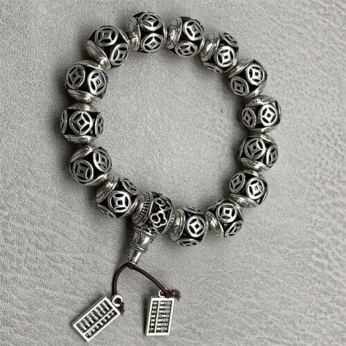 Chinese Exquisite Rare Collectible Tibetan Silver Handwork Auspicious Bracelet Statue Handicraft Home Decoration#3