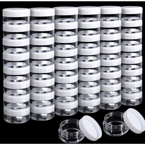 50Pcs Cosmetic Containers 5 Gram Clear Round Pot Jar Plastic Sample Container With Lid For Eye Shadow Cream Make-up Storage
