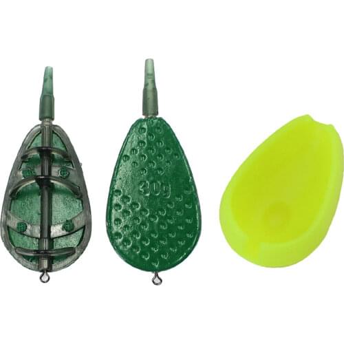 30g/40g/50g Carp Fishing In Line Method Feeders Accessories Set Quick Release Flat Method Feeder and Bait Mould for Carp Feeders