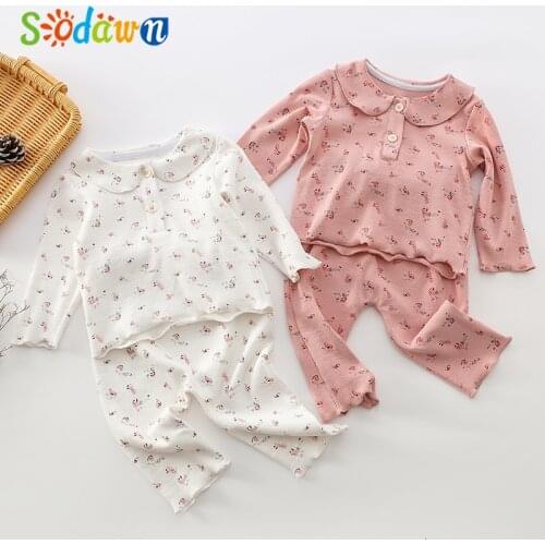Sodawn 2021 New Autumn Top+Pant 2Pcs Floral Baby Suit Baby Girls Clothes Girl Sets Clothing Sets Boy Clothes